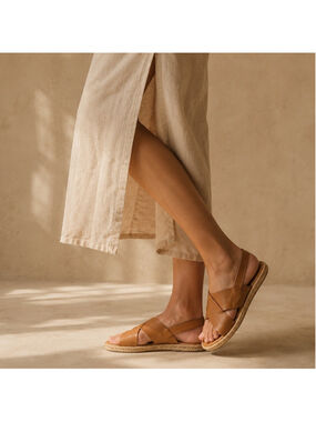Vince Tenison Leather Espadrille Sandals Hazelnut Slingback Sz 8